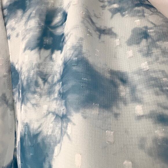 Fit & Flare Swiftie Dress Sz XL Blue White Balloon Sleeve Ruffle Floral Romantic - Picture 14 of 16